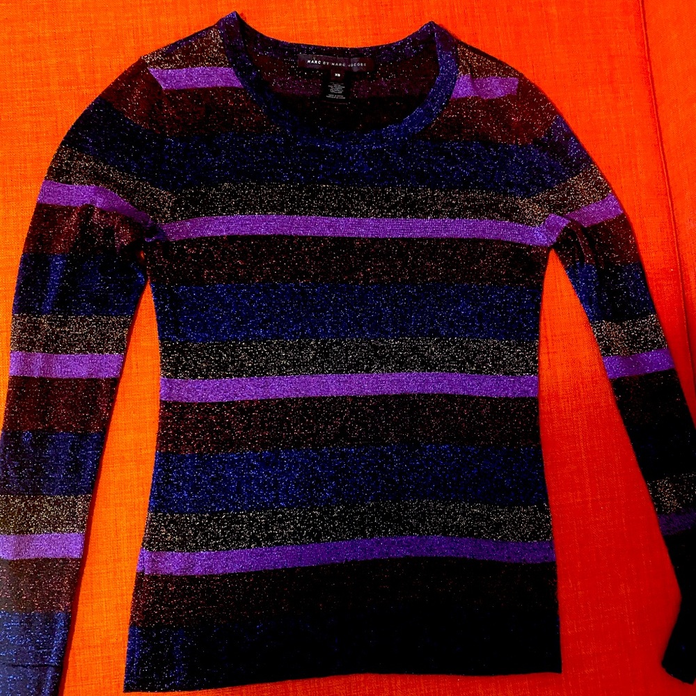 Marc by Marc Jacobs Striped Metallic Sparkly Sweater